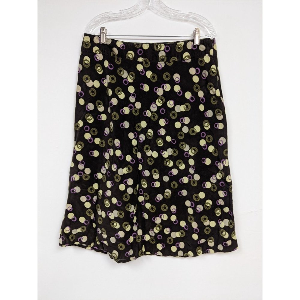 CJ Banks Christopher Brown Skirt Polka Dot Size 12 Green Modest Womens Corduroy